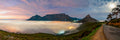 Table Mountain and Lion's Head rising above sea of mist at dawn from Signal Hill Road